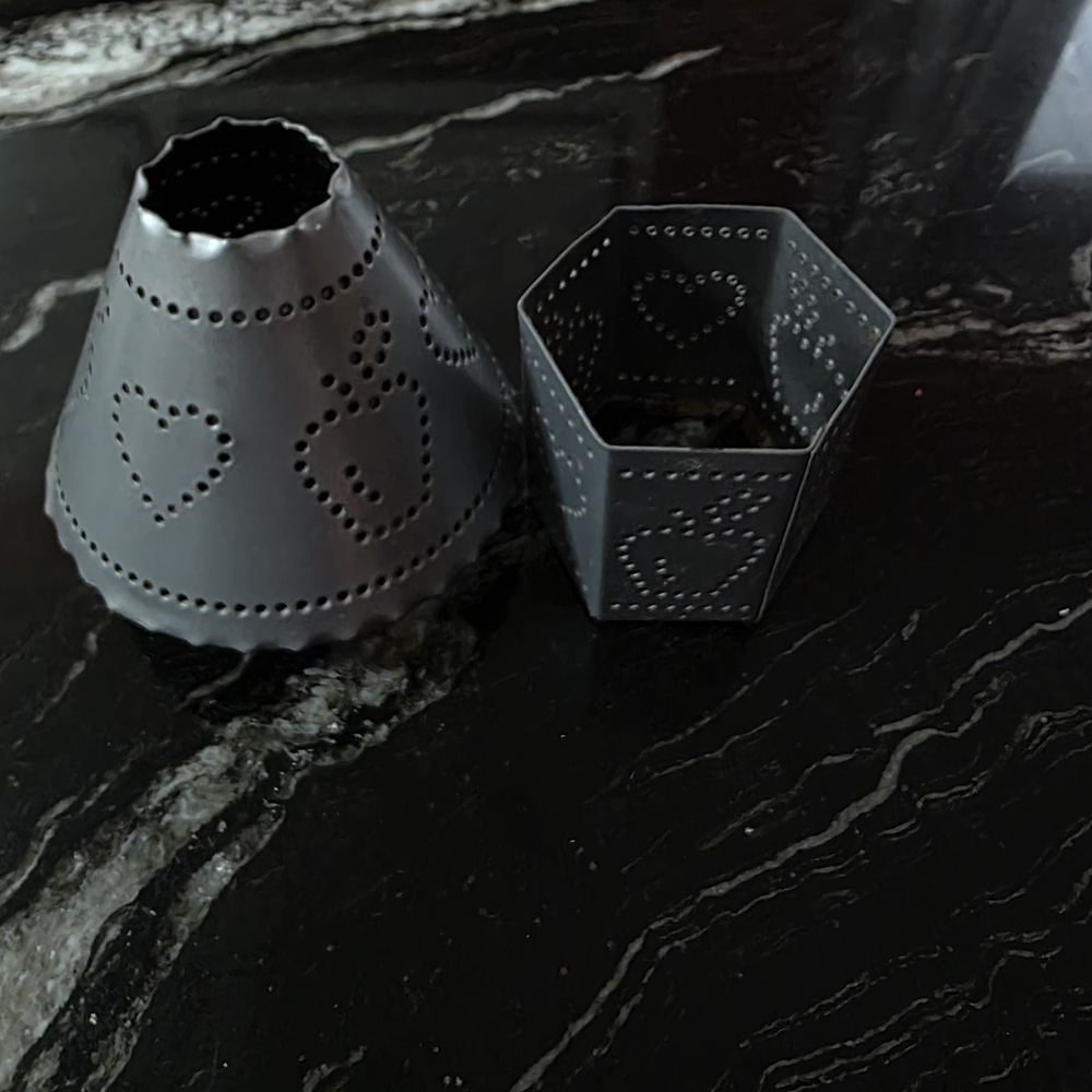 Home Interiors Gray Heart Metal Candle Holders